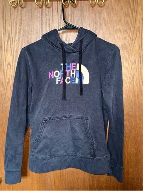 The North Face Black Pullover Hoodie with Multicolor Logo